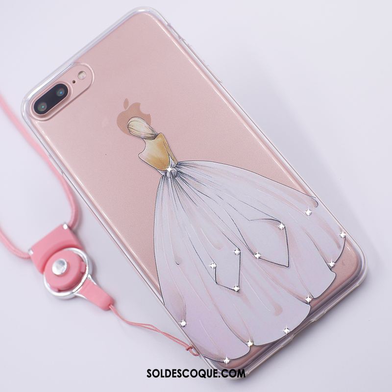 Coque iPhone 7 Plus Gaufrage Étui Transparent Protection Strass En Ligne