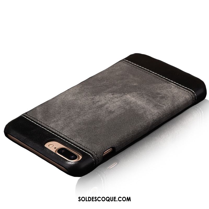 Coque iPhone 7 Plus Protection Cuir Véritable Incassable Très Mince Étui En Cuir Soldes