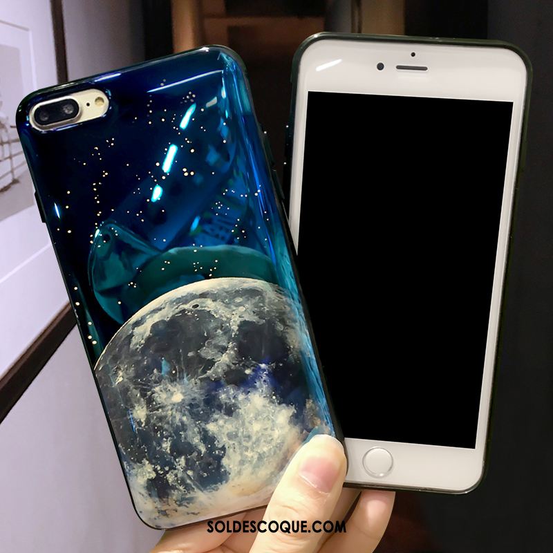 Coque iPhone 7 Plus Téléphone Portable Miroir Fluide Doux Souriant Bleu Pas Cher