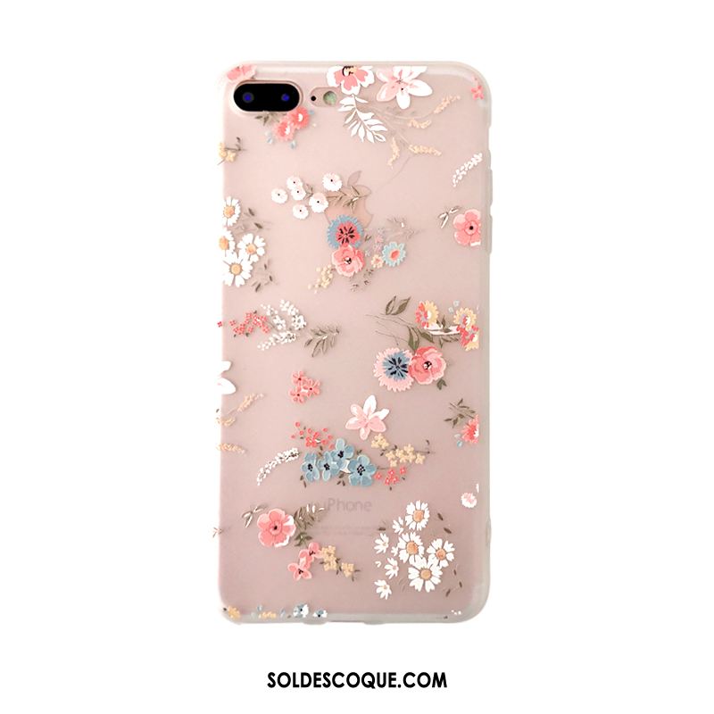 Coque iPhone 7 Plus Téléphone Portable Très Mince Rose Fluide Doux Petit Housse Pas Cher