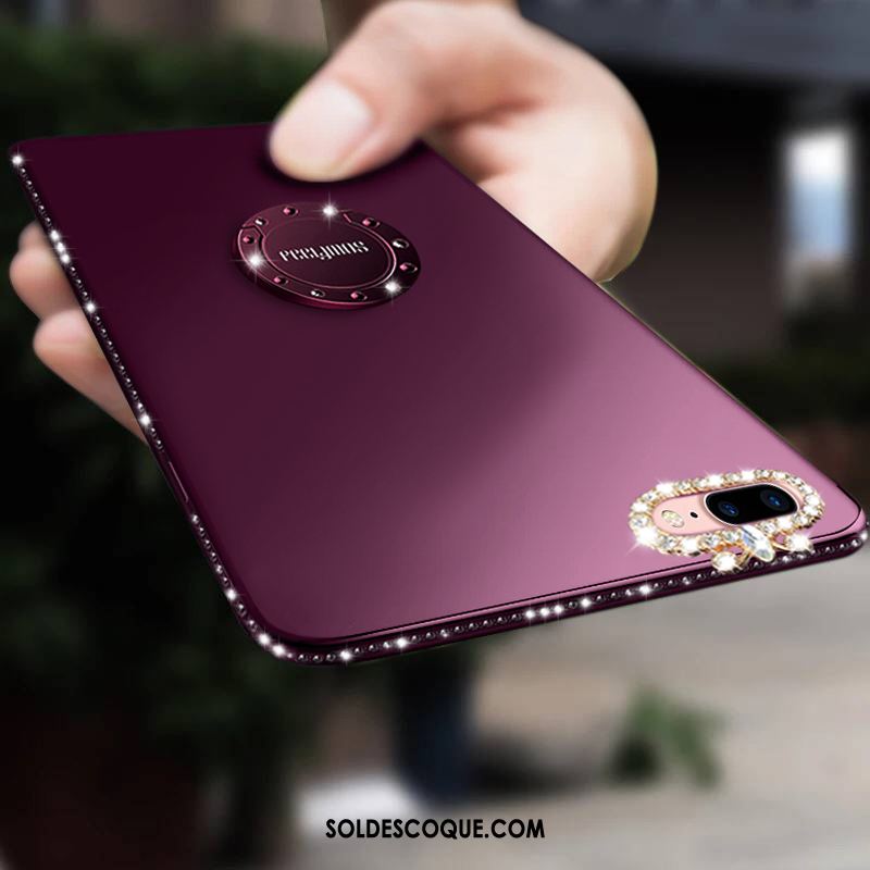 Coque iPhone 7 Plus Téléphone Portable Violet Strass Tendance Luxe Soldes