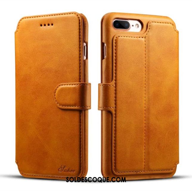 Coque iPhone 7 Plus Étui Carte Cuir Véritable Protection Portefeuille Soldes