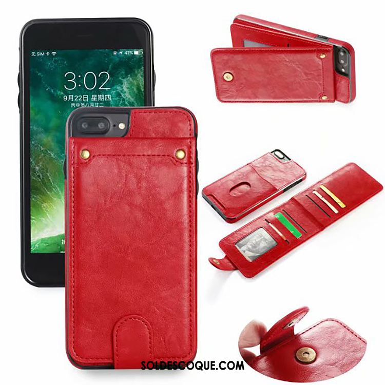 Coque iPhone 7 Plus Étui Portefeuille Rouge Téléphone Portable Étui En Cuir En Vente