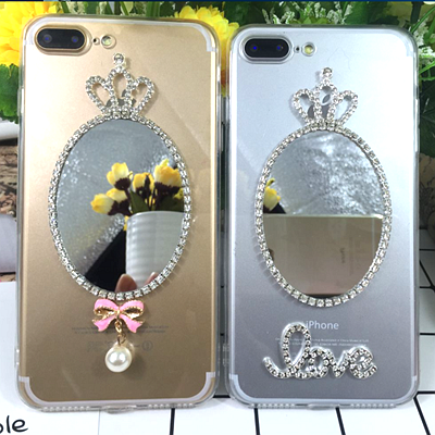 Coque iPhone 7 Plus Étui Téléphone Portable Perle Papillon Argent En Vente