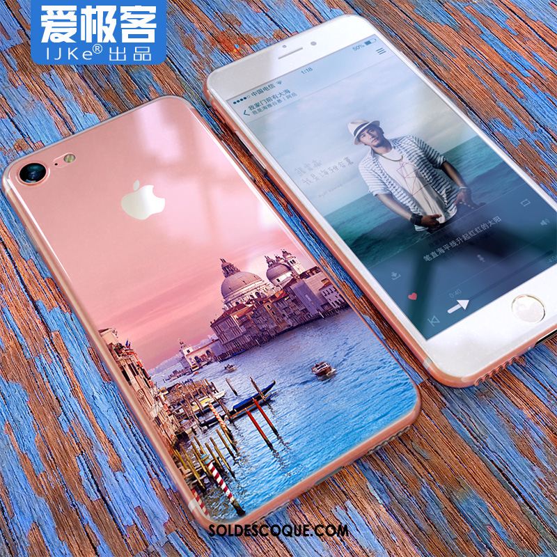 Coque iPhone 8 Incassable Rose Transparent Créatif Tendance En Vente