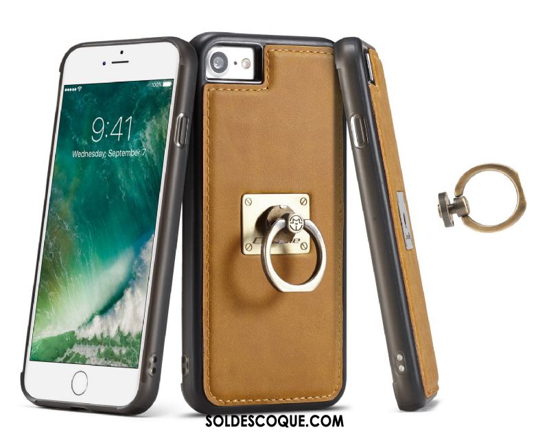 Coque iPhone 8 Marron Cuir Véritable Protection Étui En Cuir À Bord En Vente