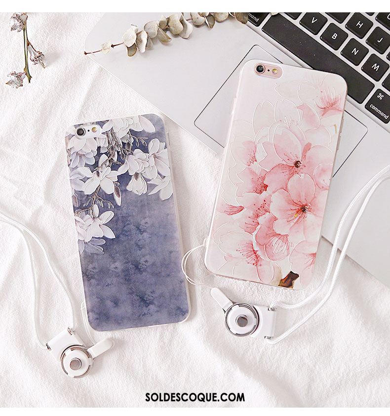 Coque iPhone 8 Ornements Suspendus Rose Étui Fluide Doux Gaufrage En Vente