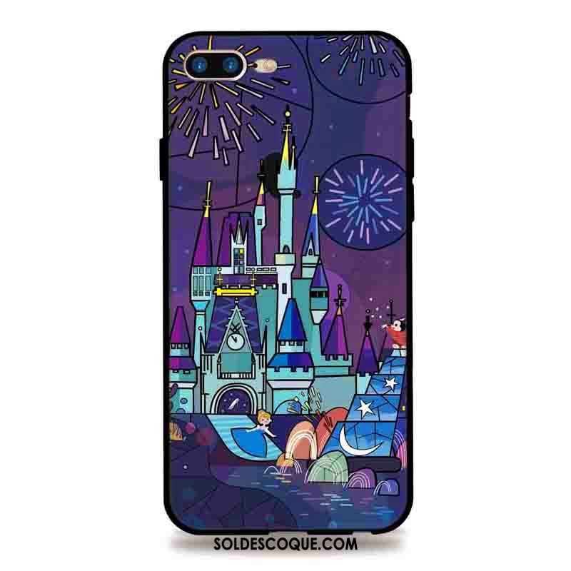 Coque iPhone 8 Plus Amoureux Dessin Animé Étui Violet Gaufrage Housse En Ligne