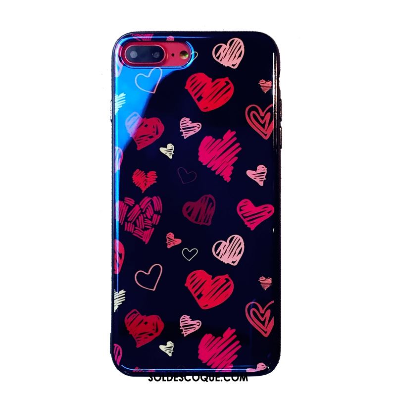 Coque iPhone 8 Plus Fluide Doux Personnalité Téléphone Portable Bleu Charmant Pas Cher