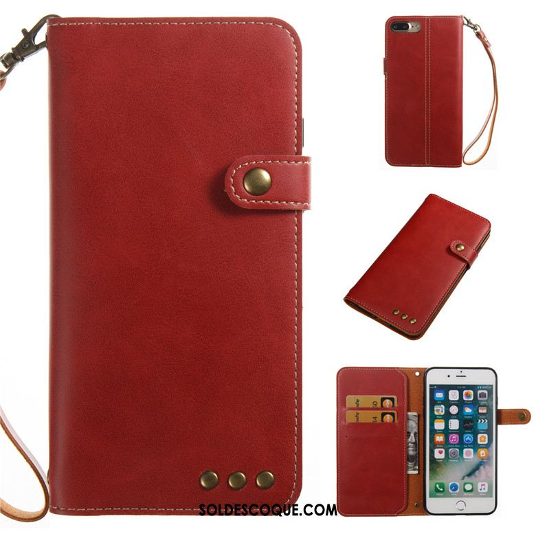 Coque iPhone 8 Plus Incassable Vin Rouge Protection Fluide Doux Étui En Cuir Pas Cher