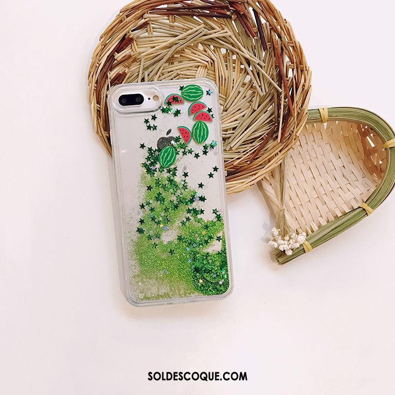 Coque iPhone 8 Plus Liquide Couler Vert Nouveau Téléphone Portable Soldes