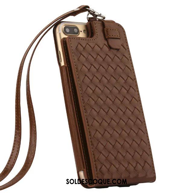 Coque iPhone 8 Plus Modèle Fleurie Étui Tissage Cou Suspendu Étui En Cuir Pas Cher