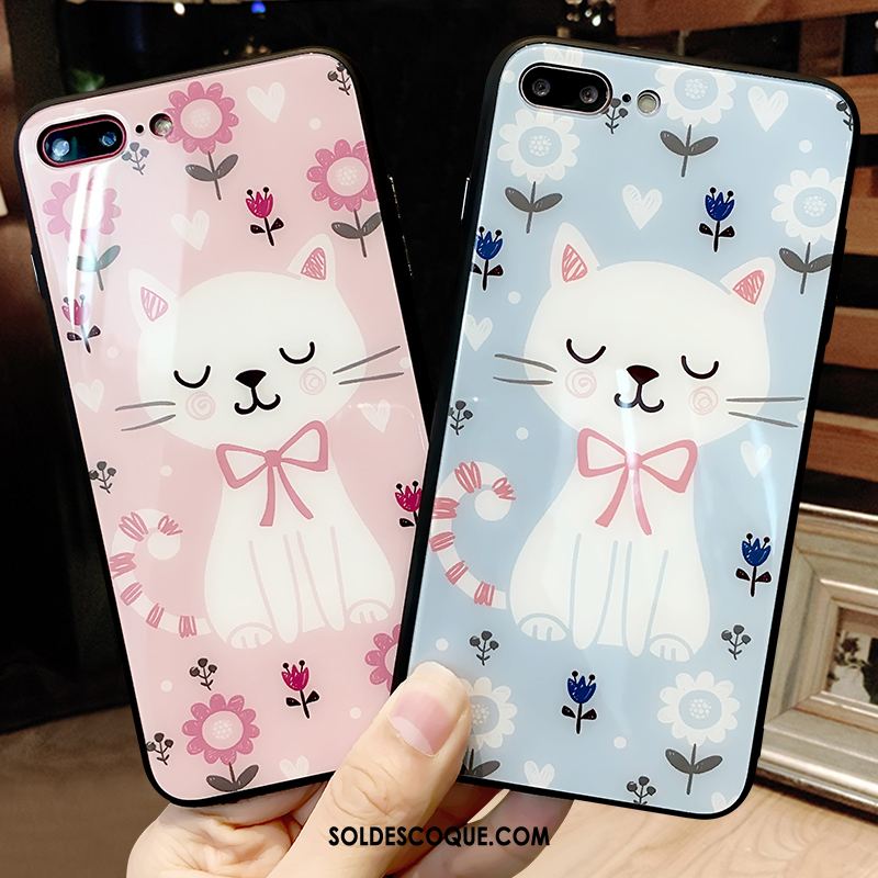 Coque iPhone 8 Plus Nouveau Dessin Animé Créatif Verre Bleu Soldes