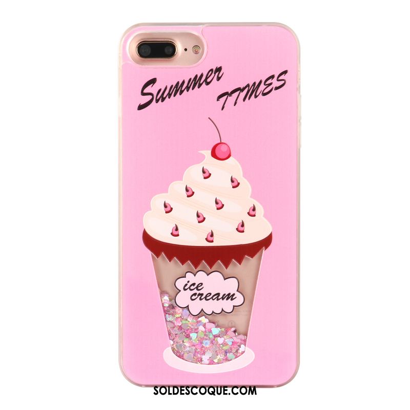 Coque iPhone 8 Plus Rose Quicksand Nouveau Liquide Cœur Soldes