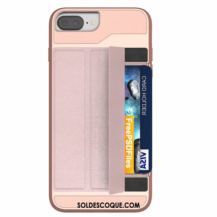 Coque iPhone 8 Plus Téléphone Portable Étui En Cuir Sac Carte Or Rose Tout Compris Soldes