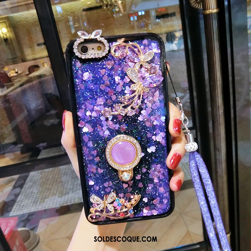Coque iPhone 8 Quicksand Violet Incassable Ornements Suspendus Téléphone Portable Soldes