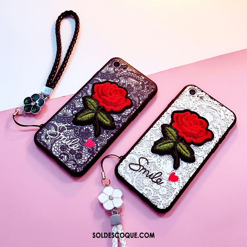 Coque iPhone 8 Rose Personnalité Ornements Suspendus Blanc Tendance En Vente