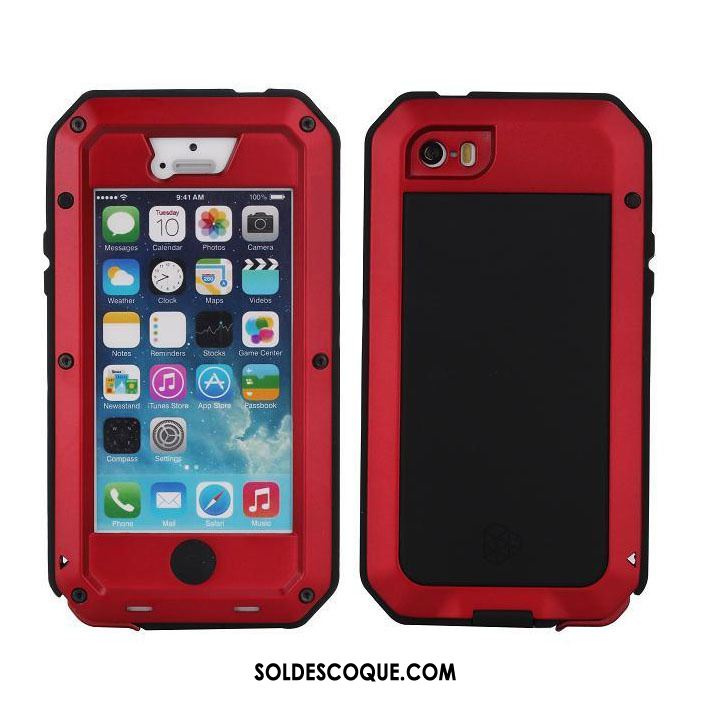 Coque iPhone Se Imperméable Trois Défenses Rouge Métal Sac En Ligne