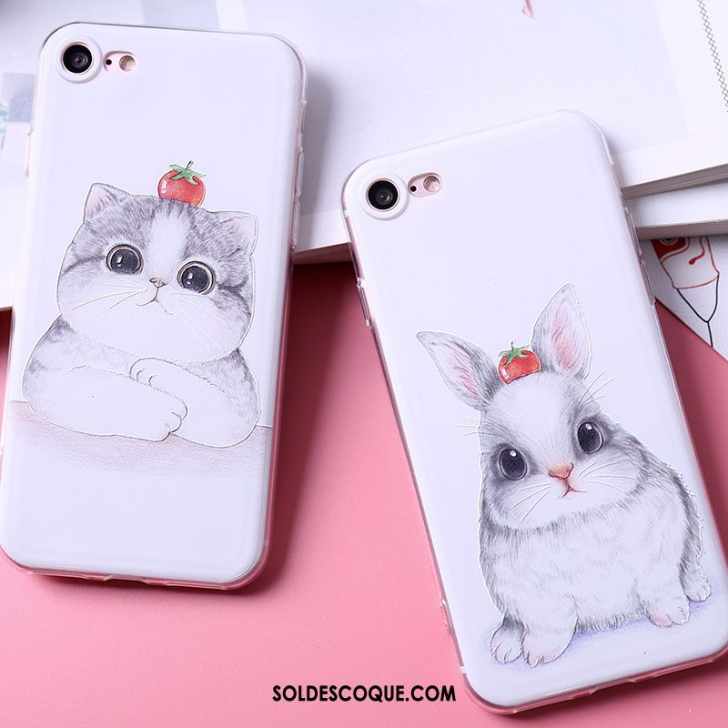 Coque iPhone Se Incassable Tout Compris Blanc Chat Gaufrage Pas Cher