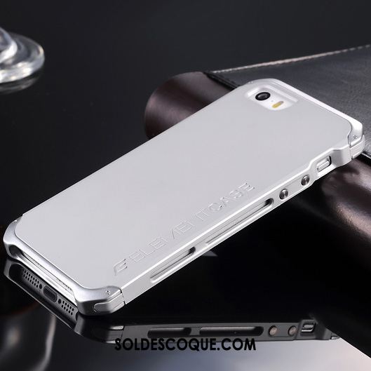 Coque iPhone Se Métal Personnalité Border Argent Tendance Soldes