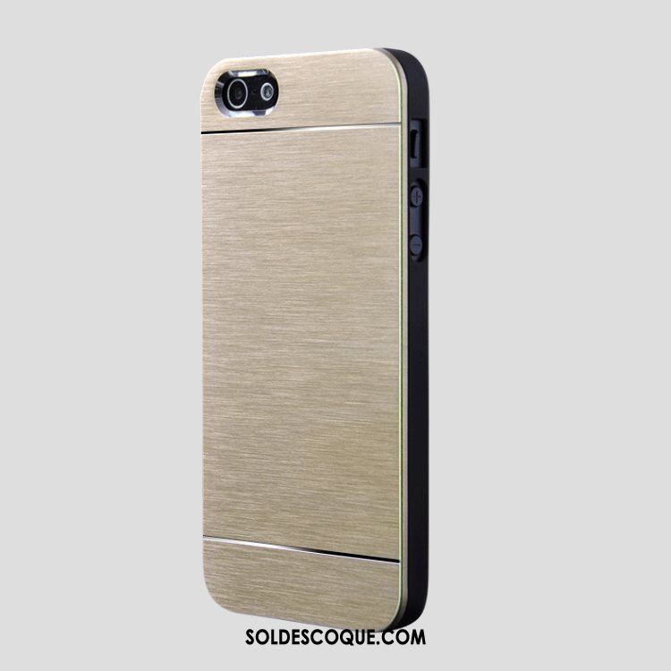 Coque iPhone Se Soie Métal Or Téléphone Portable Incassable Housse Pas Cher