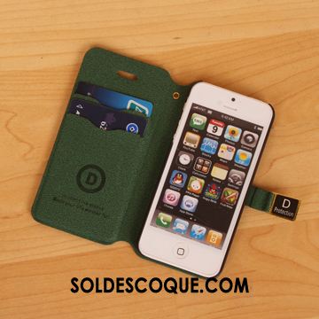 Coque iPhone Se Vert Une Agrafe Étui Étui En Cuir Tendance En Ligne