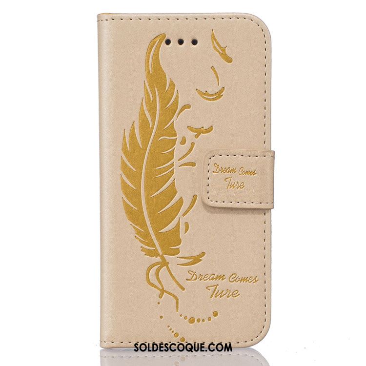 Coque iPhone Se Étui En Cuir En Relief Plume Protection Fluide Doux Housse Soldes