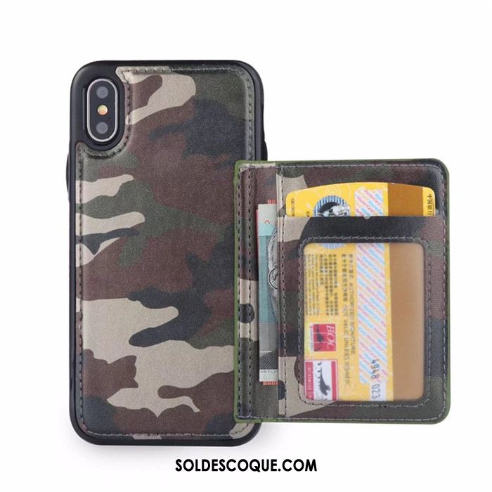 Coque iPhone X Carte Camouflage Classic Étui En Cuir Téléphone Portable Pas Cher