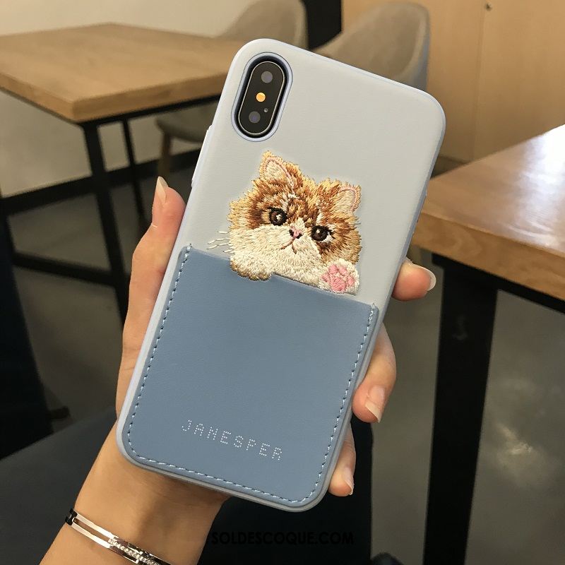 Coque iPhone X Charmant Cuir Broderie Qualité Étui En Ligne