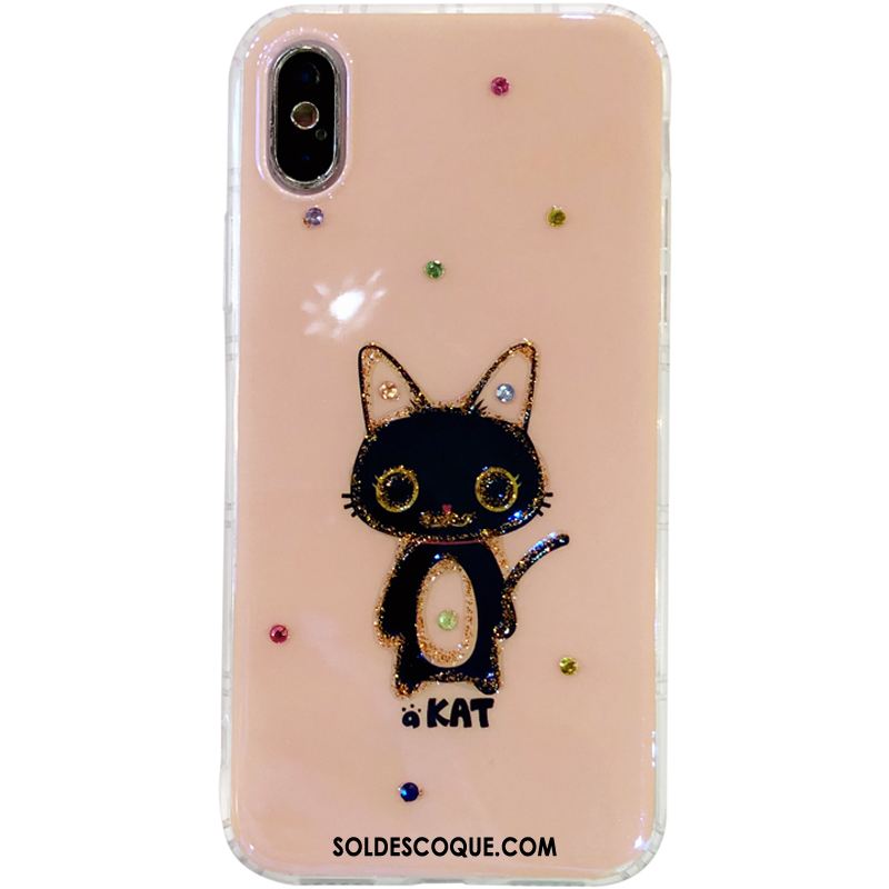 Coque iPhone X Charmant Transparent Incruster Strass Téléphone Portable Fluide Doux Soldes