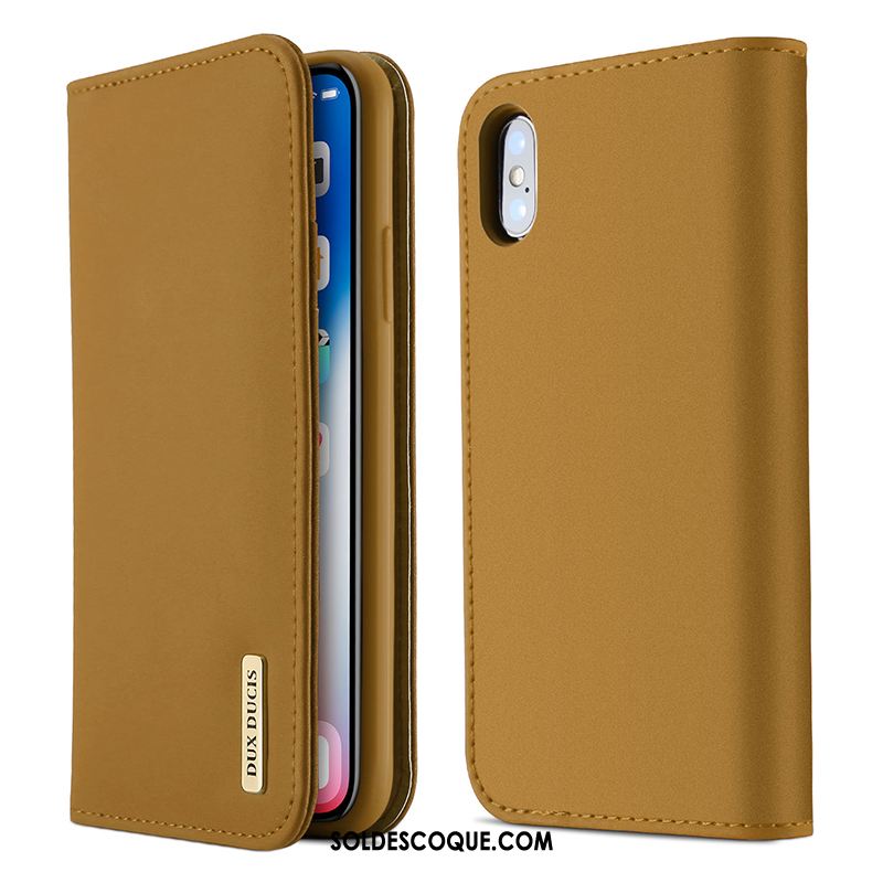 Coque iPhone X Cuir Sac Carte Kaki Étui Protection En Vente