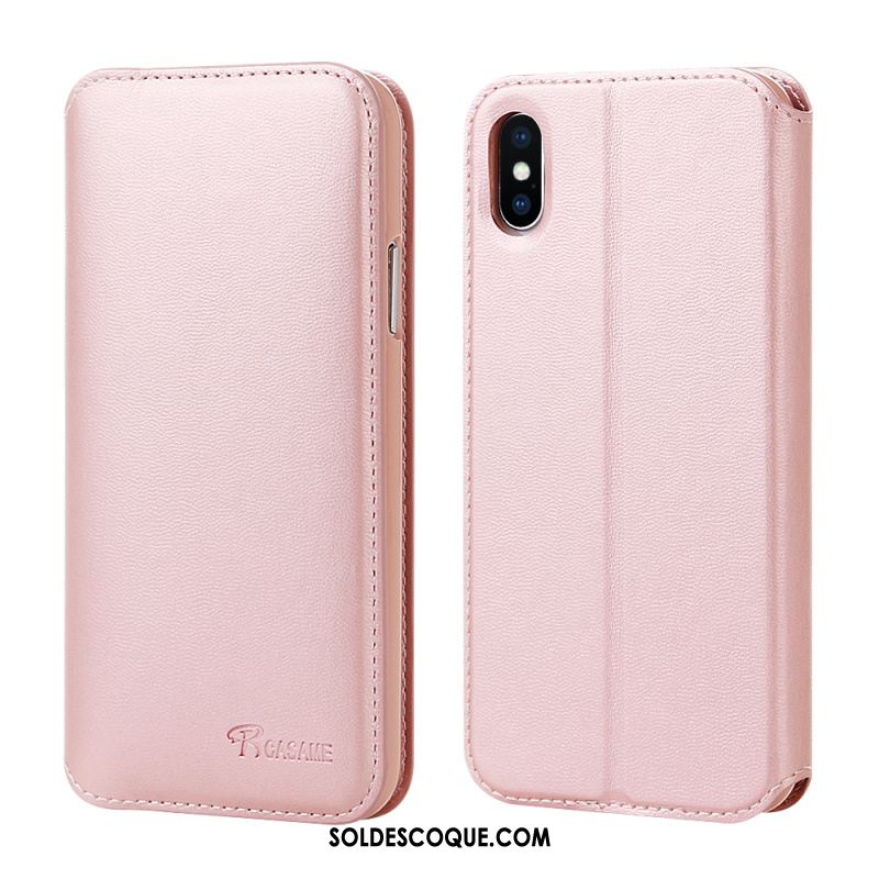 Coque iPhone X Cuir Véritable Téléphone Portable Carte Protection Étui En Cuir En Vente