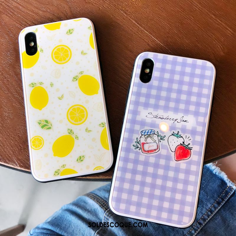 Coque iPhone X Incassable Fraise Violet Tout Compris Ornements Suspendus Housse En Ligne