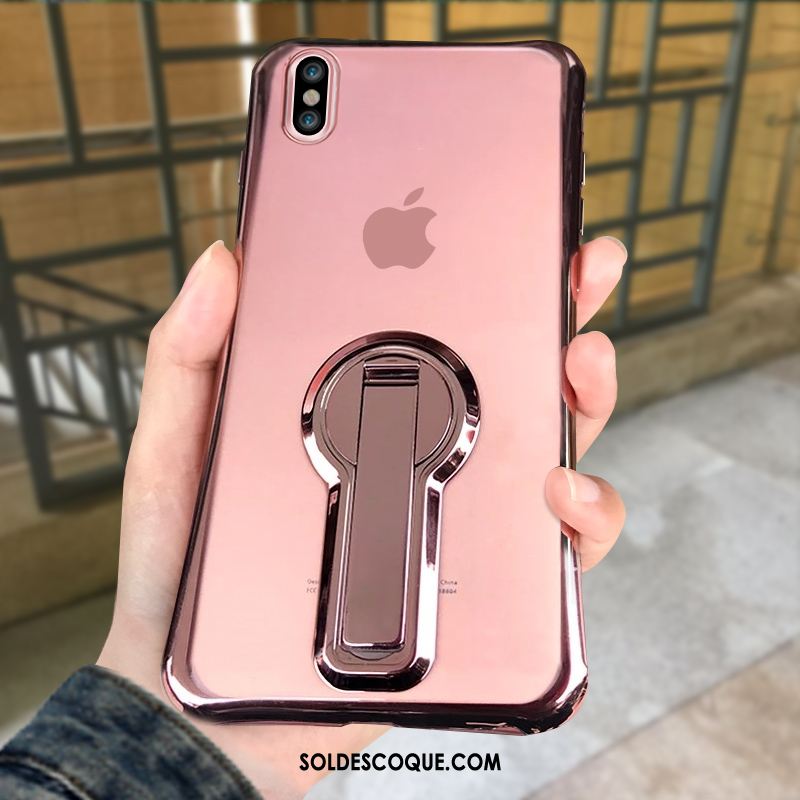 Coque iPhone X Noir Silicone Téléphone Portable Incassable Support Pas Cher