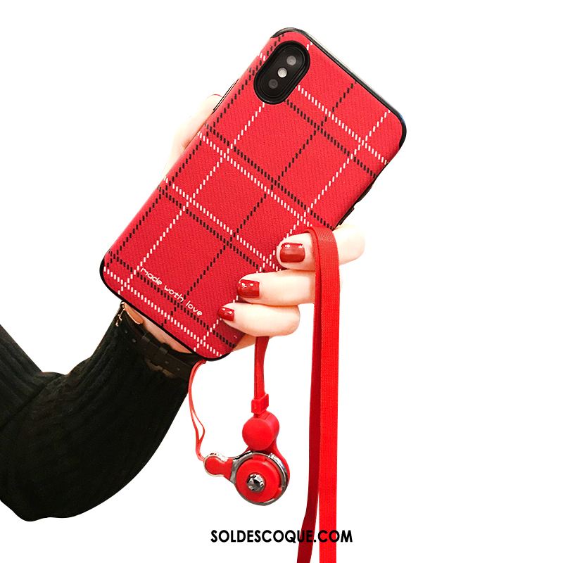 Coque iPhone X Ornements Suspendus Flanelle Plaid Téléphone Portable Cou Suspendu En Vente