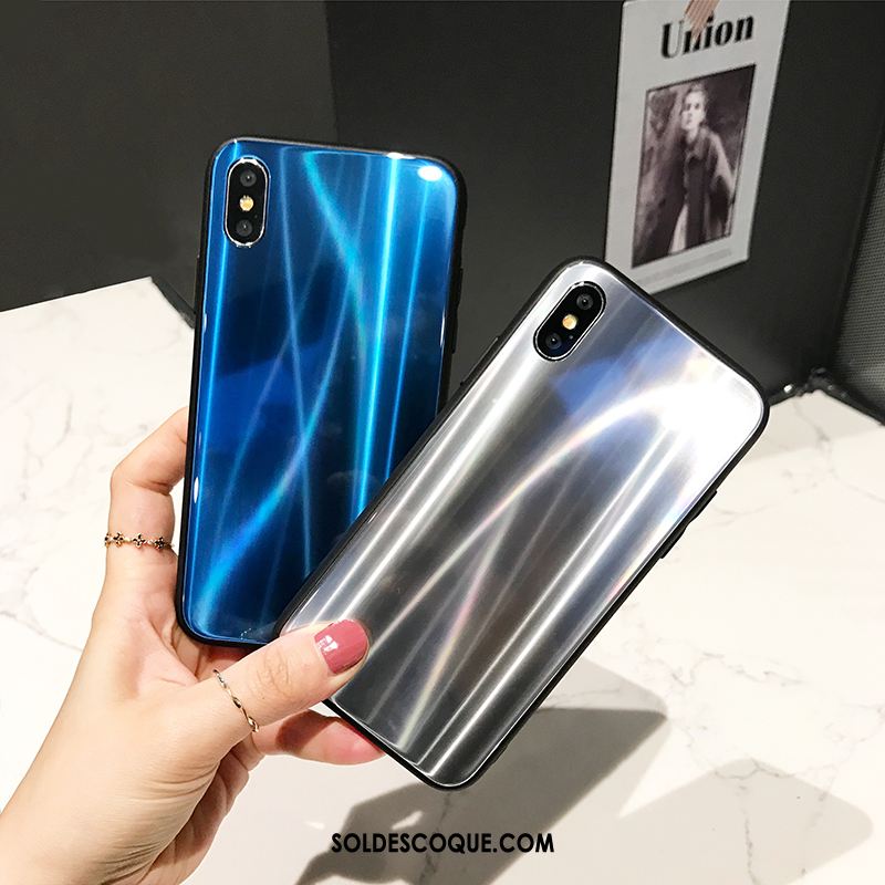 Coque iPhone X Personnalité Protection Bleu Étui Verre En Ligne