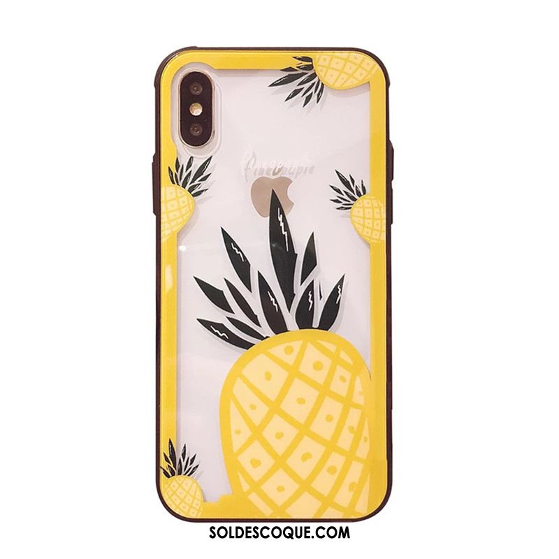 Coque iPhone X Transparent Jaune Téléphone Portable Amoureux Tendance Soldes