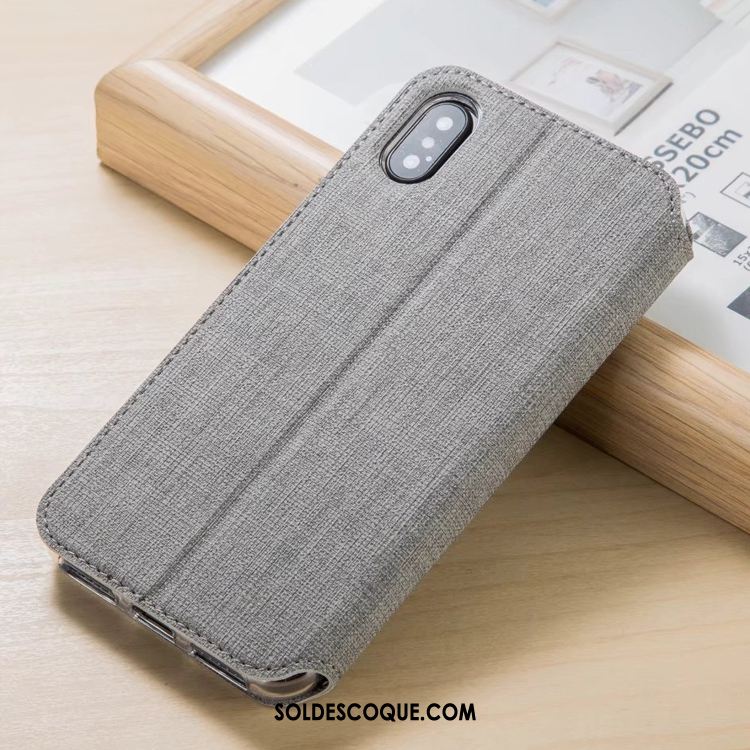 Coque iPhone X Téléphone Portable Dormance Gris Modèle Fleurie Tissu Pas Cher