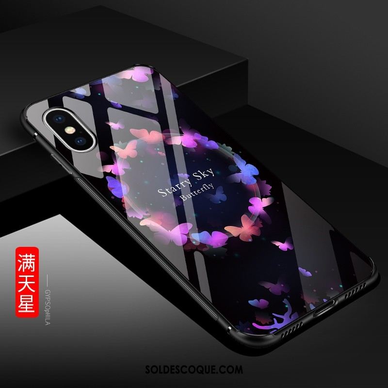 Coque iPhone X Verre Protection Net Rouge Violet Tout Compris Soldes