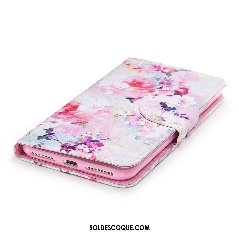 Coque iPhone Xr Couleur Étui En Cuir Téléphone Portable Fleur Rose Housse France