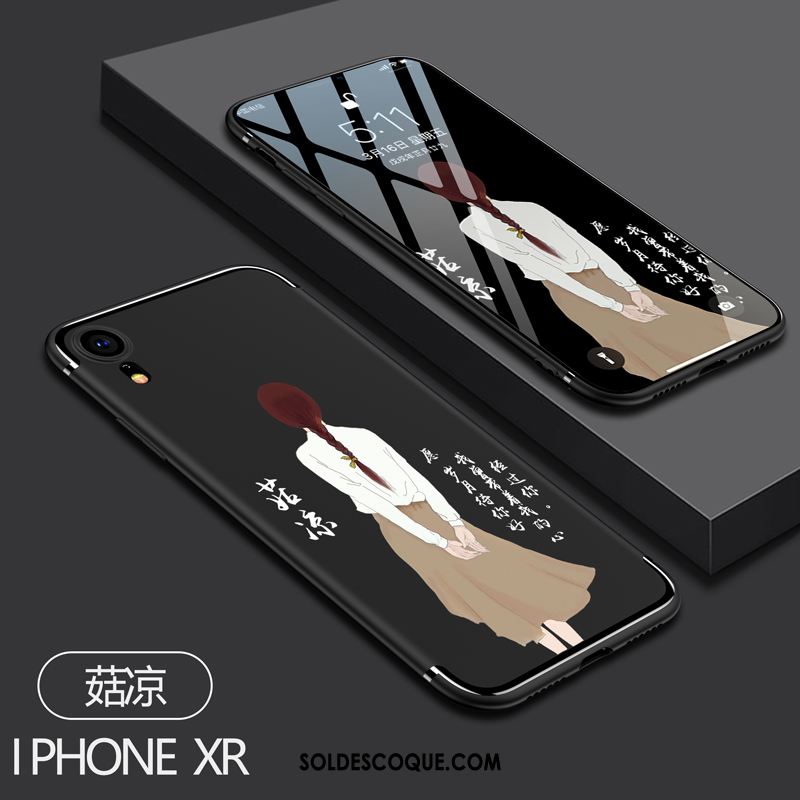 Coque iPhone Xr Incassable Amoureux Fluide Doux Dessin Animé Noir En Ligne