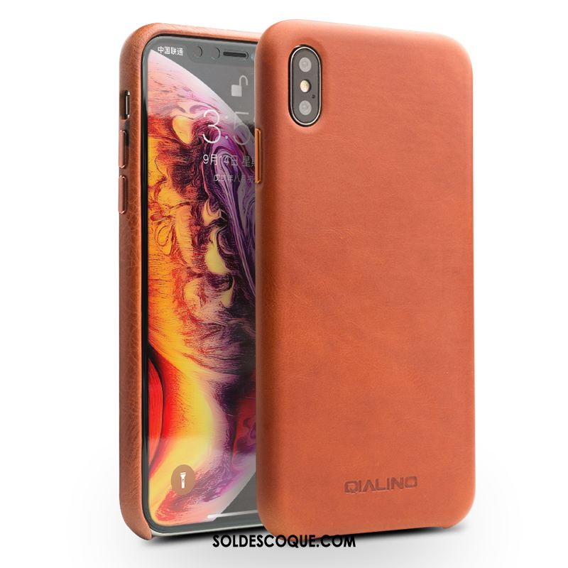 Coque iPhone Xs Business Marron Étui En Cuir Simple Couvercle Arrière En Vente