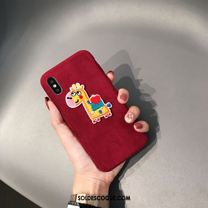 Coque iPhone Xs Dessin Animé Broderie Fluide Doux Charmant Flanelle En Vente