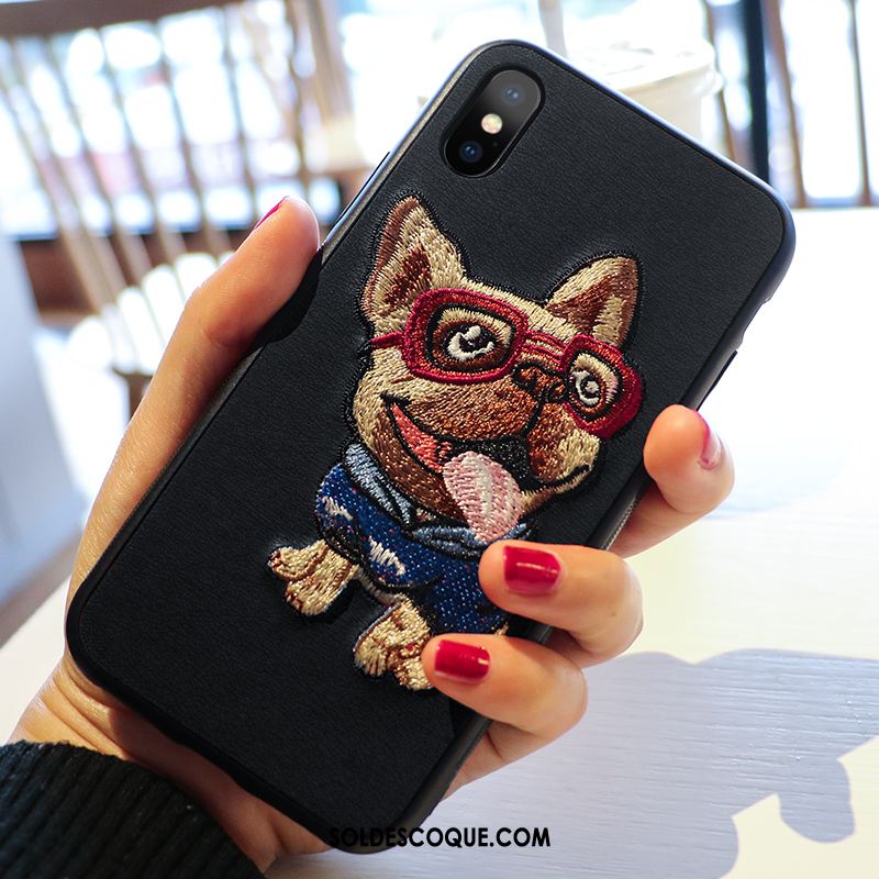 Coque iPhone Xs Luxe Noir Étui Dessin Animé Nouveau Soldes