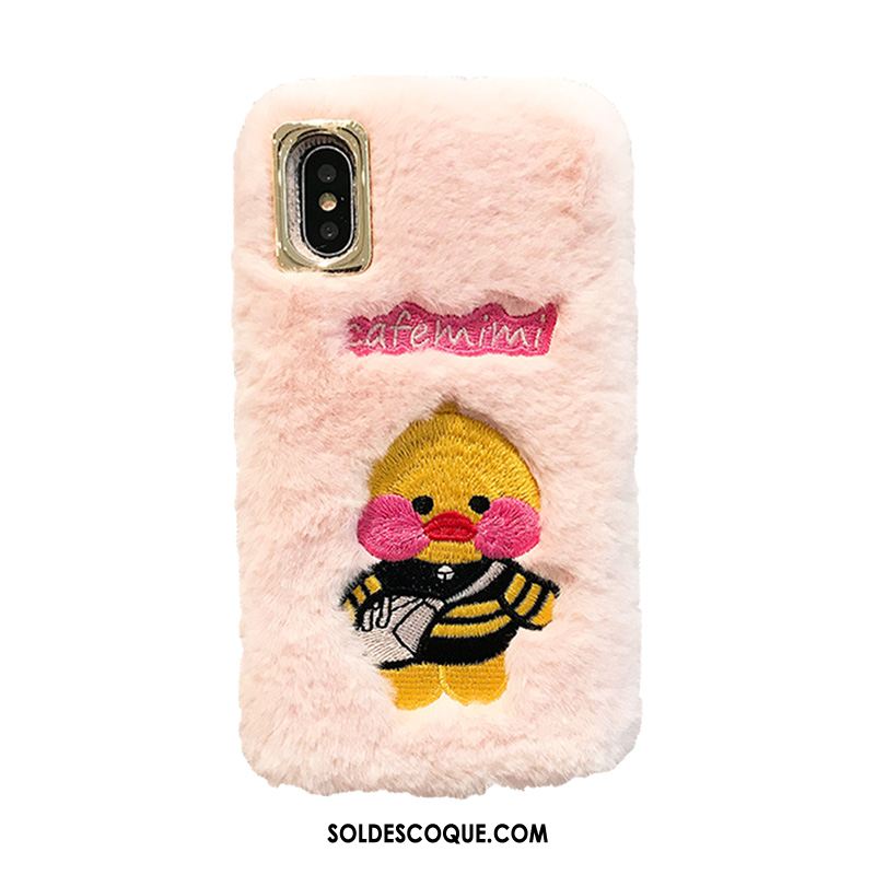 Coque iPhone Xs Max Amoureux Fluide Doux Peluche Broderie Dessin Animé En Vente