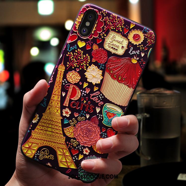 Coque iPhone Xs Max Délavé En Daim Dessin Animé Créatif Nouveau Marque De Tendance Housse En Ligne