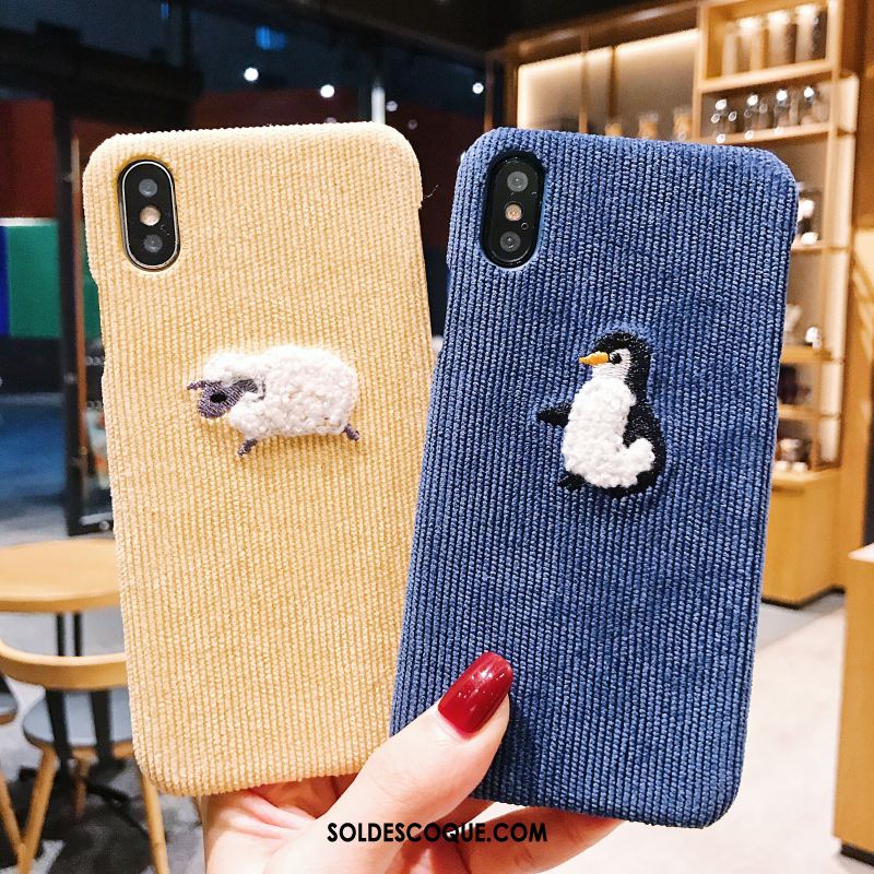 Coque iPhone Xs Max Flanelle Nouveau Bleu Incassable Amoureux Pas Cher