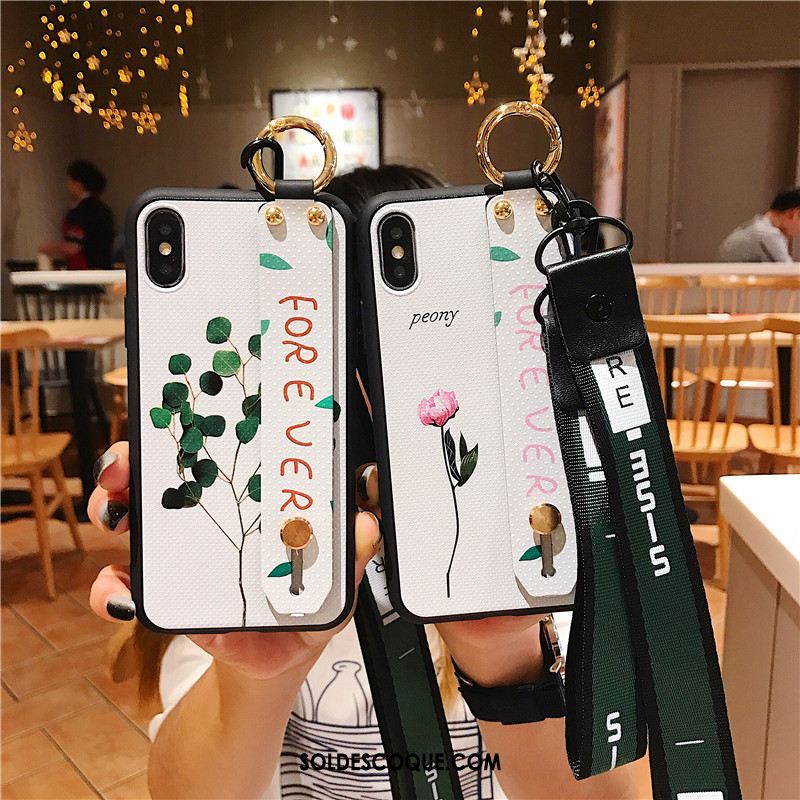 Coque iPhone Xs Max Fleur Personnalité Créatif Blanc Fluide Doux Housse En Ligne