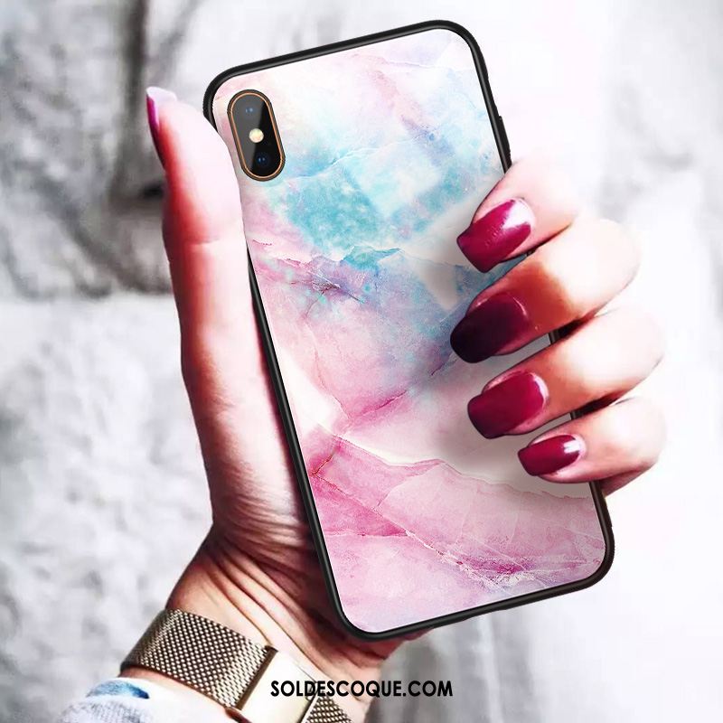 Coque iPhone Xs Max Marque De Tendance Rose Ornements Suspendus Verre Clair France