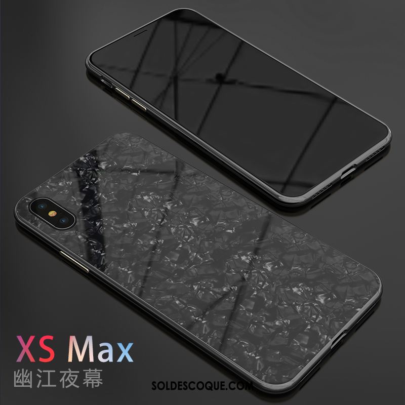 Coque iPhone Xs Max Noir Incassable Marque De Tendance Coquille Bordure Pas Cher